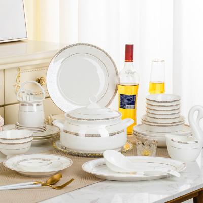 China Viable European Style Gift Porcelain Dinner Set Fine Ceramic Tableware Household Dinnerware Set for sale