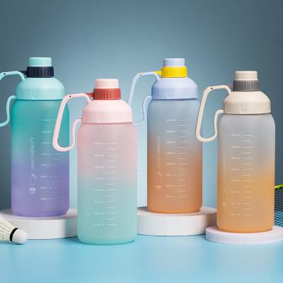 China Factory Direct Sales Sustainable Drink Bottles 2000ml Large Capacity Plastic Bottled Water Bottles With Straw Jug Hand Held for sale