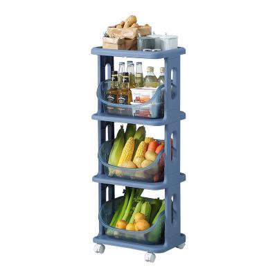 China Sustainable Home Organizer Multifunction Kitchen Storage Spin Cart Rotating Plastic Storage Racks for sale