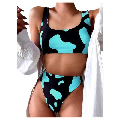 China Breathable Women Crop Top Swimsuit Bikini Set Cheeky Two Piece Sports Swimsuit Swimwear for sale