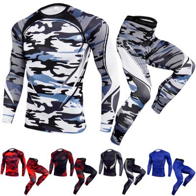 China 2019 Outdoor Anti-UV Quick Dry Stretch Men's Fitness Running Suit Basketball Sports Sweatsuit Autumn Two Piece Sets for sale