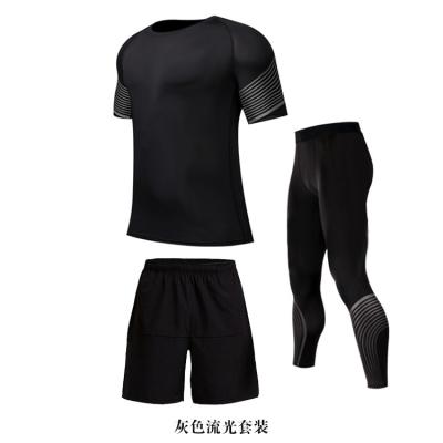 China Men's Outdoor Gym Fitness Clothing Sportswear Men's Jogger Quick Dry Compression Fitness Tight Suit Set Breathable Sport Running 3pcs for sale