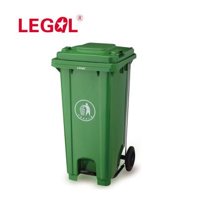 China Basura 240L Pedal Sustainable Waste Bin Waste Bin Basura Plastic Garbage Bins With Wheels for sale