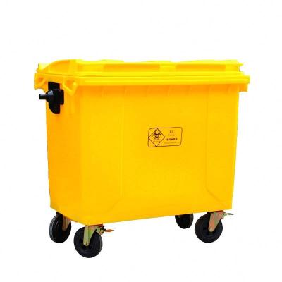 China Long Lasting 660 Liter Yellow Plastic Waste Bin Large Life Span for sale