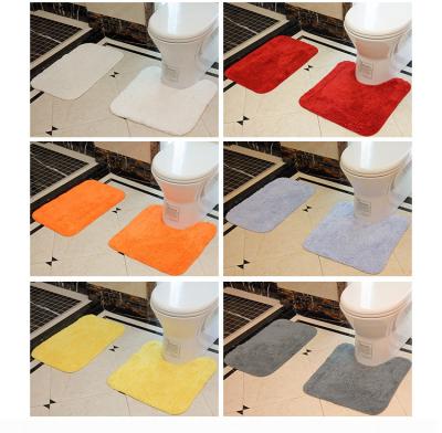 China Sustainably Absorbent Plush Bathroom Washing Machine Blanket Shaggy Bath Rug U Shape Contour Non Slip for sale