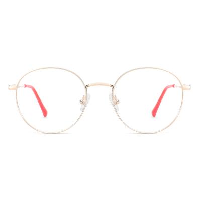 China Simple And Customizable Fashion Classic Style Low Round Hinge Spring Layer Painting Metal Glass Frames for sale