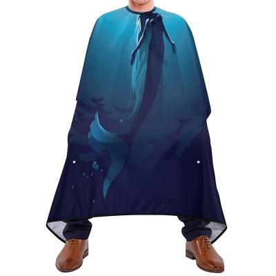 China Size Adjustable Custom Design Waterproof Salon Polyester Hairdresser Printing Cape Gown for sale