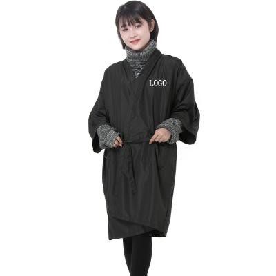 China Size Adjustable Custom Logo Women's Beauty Spa Black Hair Salon Client Waterproof Kimono Long Robe for sale