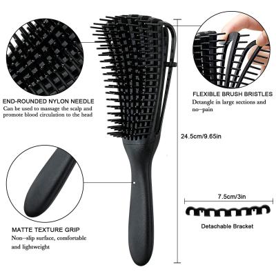 China Custom Professional Women Hair Comb Brush Logo Black Logo Black Detangling Afro Detangling Hair Comb Salon Brushes for sale