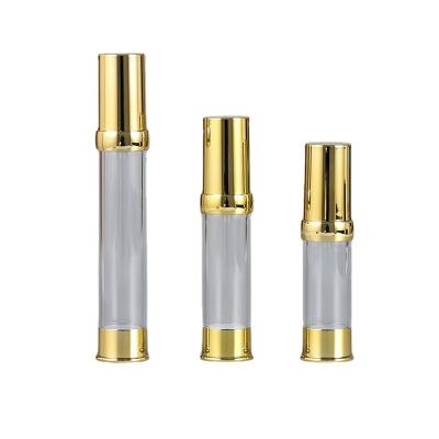 China 15ml 20ml 30ml Gold Cosmetic Luxury Refillable Vacuum Lotion Pump Sprayer Serum Airless Bottle For Skin Care for sale