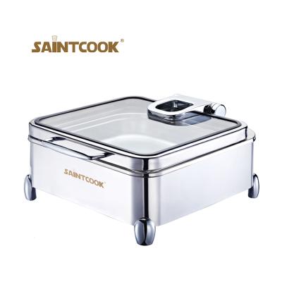 China Factory Supply Eco-friendly 18/10 Stainless Steel Chafing Dishes, Electric Buffet Food Warmer With Glass Lid for sale