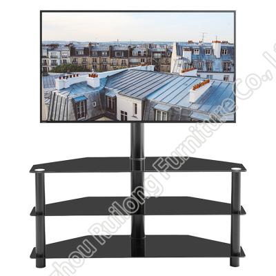 China New Tempered Glass TV Adjustable Simple Fashion Table TV Unit Swivel TV Rack Cabinets Modern Wall Mounted Living Room (Height) for sale