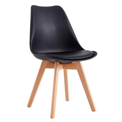 China Contemporary Modern Luxury Nordic Home Cafe Silla Dinning Dining Plastic Tulip Kitchen Restaurant Chairs With PU Upholstered Leather Cushion for sale