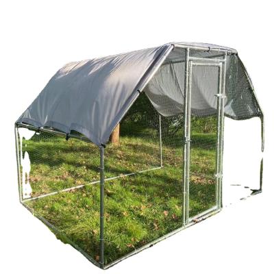 China Large Walk-In Cage Hen Run House Rabbits Habitat Metal Chicken Cage Poultry Cage Flat Covered Cage With Raincoat And Cover for sale