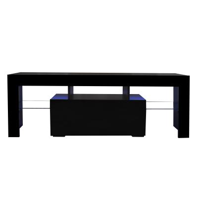 China (Other) Adjustable Black TV Stand with RGB LED Lights Flat Panel TV Cabinet Game Consoles in Living Room and Bedroom for sale