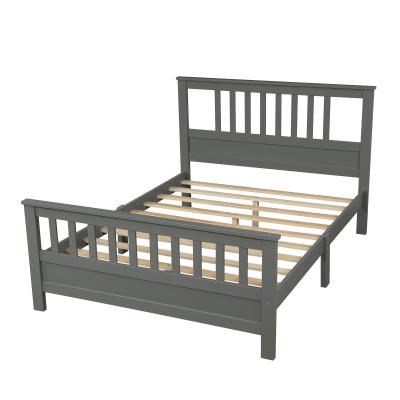 China Factory Manufacture Modern Luxury Solid Wood Storage Double Platform Bed with Headboard and Footboard for sale