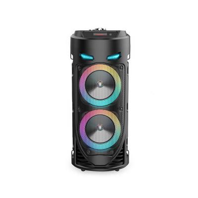 China LED Flashing Light High Power 16W Dual Portable Speakers Led Light Remote Control Radio Super Bass Stage Party Karaoke Bt Speaker for sale