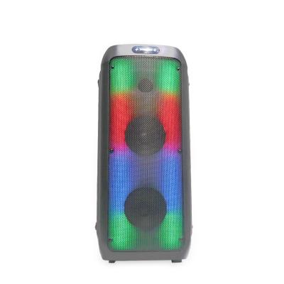 China Karaoke Mic Speaker Bass Amplifier Fm Radio Wireless Subwoofer Outdoor Stage Party DJ Speaker Flashing Light 30W RGB LED Large for sale