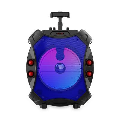 China 12 Inch 30W Flashing Light LED Flashing Light Party DJ Mic Wireless Trolley Wireless Bt Professional Portable Outdoor Karaoke Speaker for sale