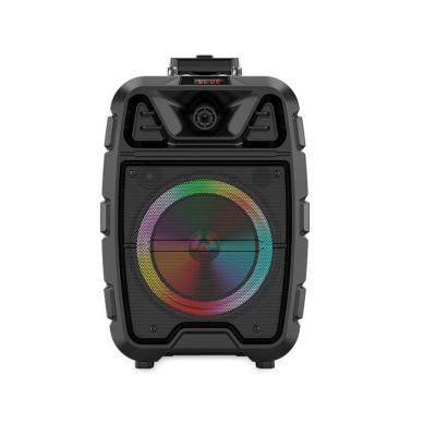 China Super Light Portable Stage Outdoor DJ MIC Woofer Trolley Karaoke Speaker Wireless Party OEM 15W Bass Led RGB LED Flashing Light for sale