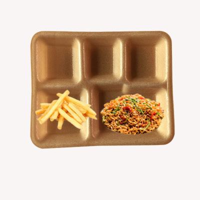 China Vegetable Custom Compostable Packaging / Organic PLA Frozen Food Foam Multy Disposable Compartment Fast Food Food Serving Tray for sale