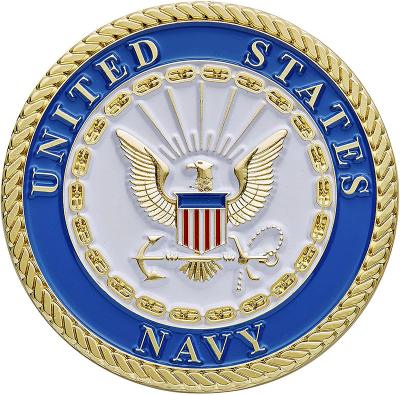 China Custom Zinc Alloy Brass Engraving Manufacturer Military Challenge 3D Logo United States Navy Souvenir Enamel Coin Coins for sale