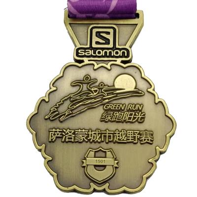 China Hot Selling Europe Manufacture Awards Marathon Custom Sport 3D Metal Running Medal With Ribbon for sale