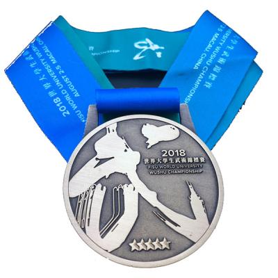 China Cheap Custom Metal Running Marathon Medals Europe Sports Football Medal With Lanyard for sale