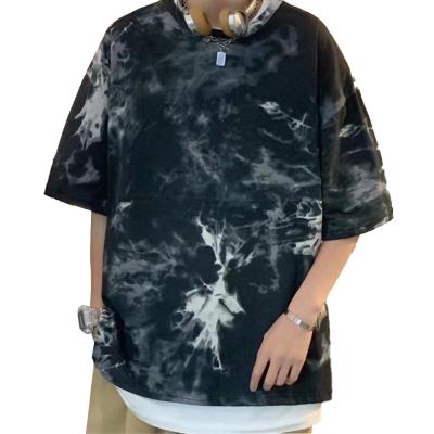 China 180 gsm polyester Anti-wrinkle factory outlet oversized print blue black gradient tie dye t-shirt for men for sale