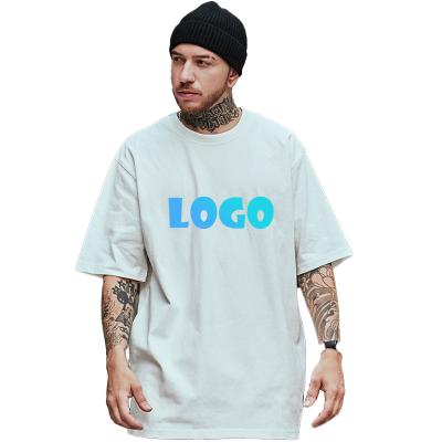 China Anti-wrinkle 100 cotton 200gsm drop shoulder pop plain crewneck oversized short sleeve designer OEM logo t-shirt for men for sale