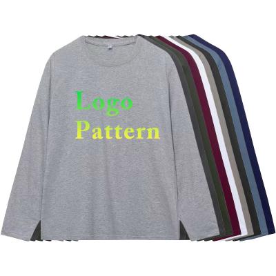 China Factory Direct Anti-wrinkle Soft 200gsm Cotton Crewneck Designer Print Blank Long Sleeve Breathable Thin T-Shirt for sale