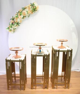 China For Wholesale Hot Luxury Wedding Decoration Iangel Sale Metal Cake Stand Display Base Square Set for sale