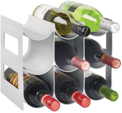 China Morden suitable for food cabinet, fridge - 3 floors, can hold 9 - light gray plastic wine rack storage shelves for sale