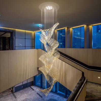 China Modern European Style Duplex Chandelier Large Staircase Living Room Villa Medium Building Glass Lamp Building Rotating Modern Chandelier for sale