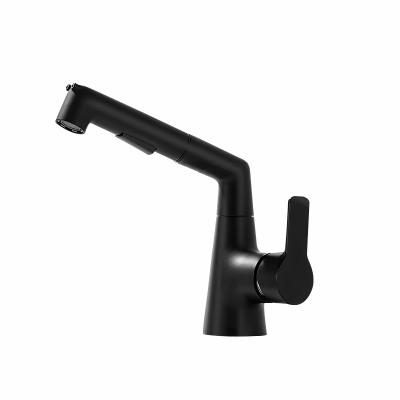 China Alloy Modern Single Handle Good Quality Modern Kitchen Mixer Pull Out Faucet Black Faucets for sale