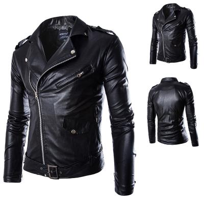 China Autumn and winter motorcycle slim leather men's leather jacket waterproof British fashion plus size men's coat for sale