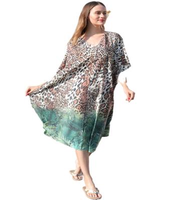 China Beach anti-static fashionable party skirt summer ladies print leopard split skirt casual dress for sale