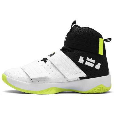 China Microfiber Youth Fashion Durable Fashionable High Top Sneakers Leather Non-slip Wear-resistant Student Basketball Shoes for sale