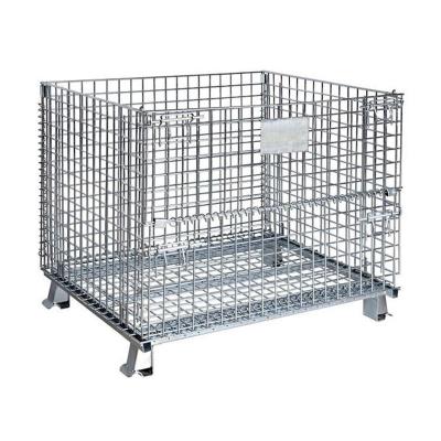 China HUAWU Galvanized Metal Storage Folding Cage Factory Stackable Metal Folding Cage Cage for sale