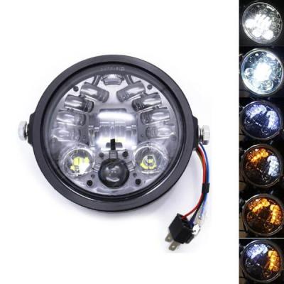 China Black 5.75 Inch Motorcycle LED Headlight Aluminum Retro Headlight Motorcycle Headlight for sale