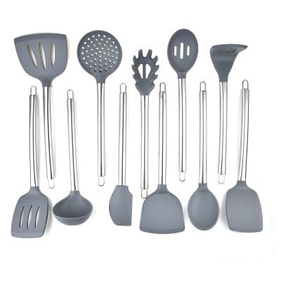 China Amazon Sustainable Hot Sale Best 10 Piece Silicone Nonstick Kitchen Utensils Set With Soft Touch Handle for sale