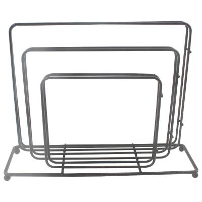 China Workable Black Wire Steel Metal 3 Slots Cutting Board Rack For 3 Piece Cutting Board for sale