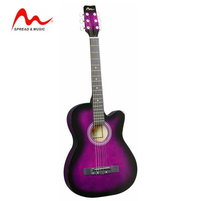 China Basswood 38 Inch Acoustic Guitar Factory Wholesale Basswood Practice Student Colorful Guitar for sale