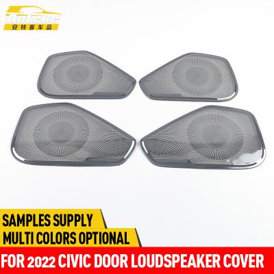 China Anteke Car Stainless Steel Door Speaker Frame Cover Decoration Audio Stickers For 2022 Civic Car Interior Membership for sale