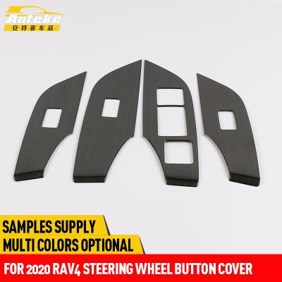 China Anteke Stainless Steel Window Lift Button Cover For 2020 RAV4 Car Accessories for sale