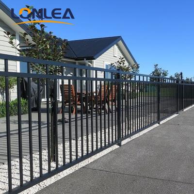 China Easily Assembled Flat Surface Style Iron Fence Panel Garden Commercial Galvanized Steel Fence for sale