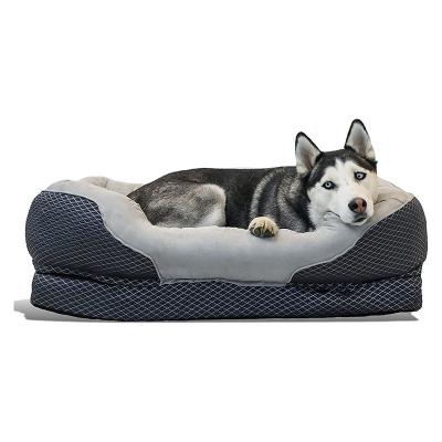 China 2023 Hot Selling Luxury Stored Egg Crate Waterproof Memory Foam Cover Orthopedic Removable Washable Dog Bed For Pet for sale