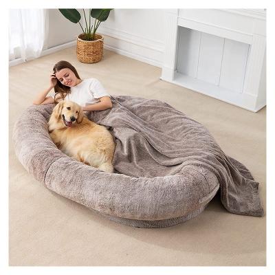 China Soft orthopedic foam xxl safety plush pet safety size dog bed giant stocked human bed for human for sale