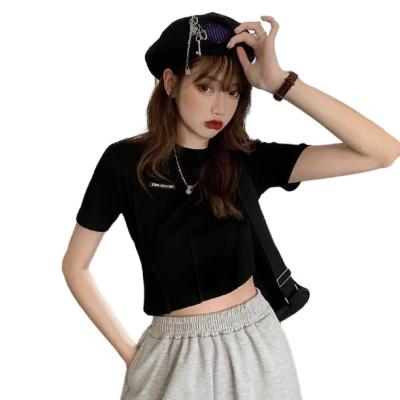 China Irregular Design New Women's Cotton Short T-Shirt With Multiple Colors And Comfort for sale