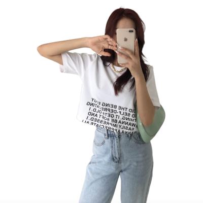 China Basic Style Casual Street Wear Letter Print Short Women's T-shirt O-Neck Short Sleeve T-Shirt Hot Girl Tops Graphic Tees for sale